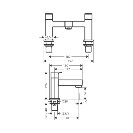 Смеситель на борт ванны Hansgrohe Vernis Shape 71452000 хром