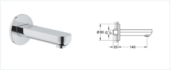 Излив со стены Grohe 405758LS4