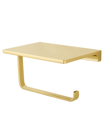 Держатель для туалетной бумаги с полкой WONZON & WOGHAND ECLIPSE, глянцевое золото WW-9126-LG