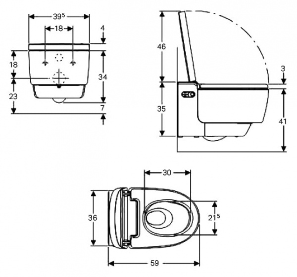 Подвесной унитаз-биде Geberit AquaClean Mera Comfort 146.214.21.1