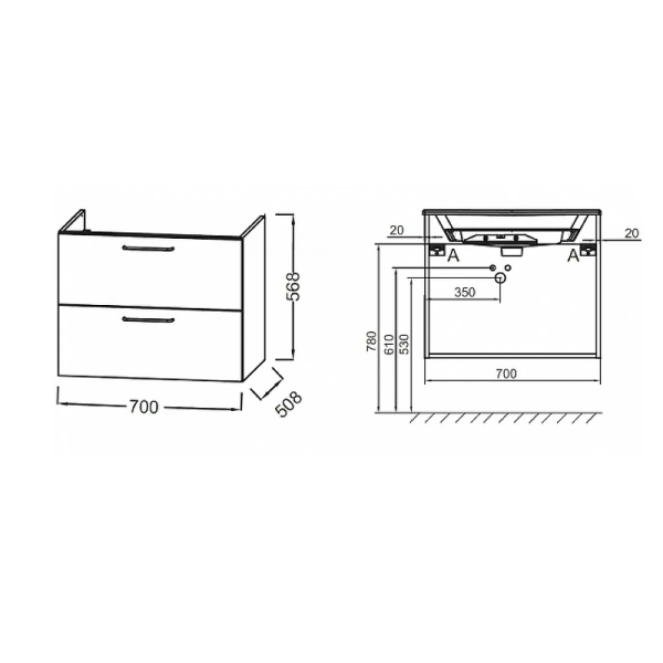 Тумба под раковину Jacob Delafon Odeon Rive Gauche 70 EB2521-R9-E52