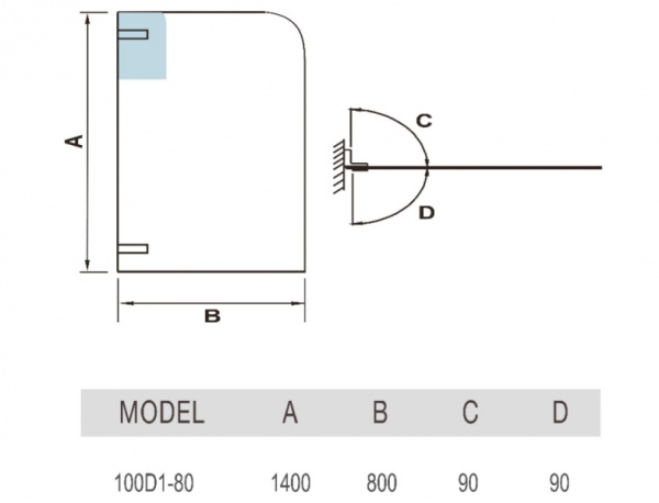 Шторка на ванну WeltWasser 100D1-80 WW100 (10000001224)