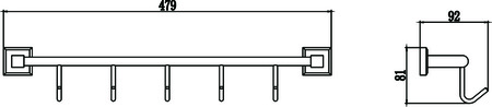 Планка с крючками 5 крючков Savol 95 S-009575