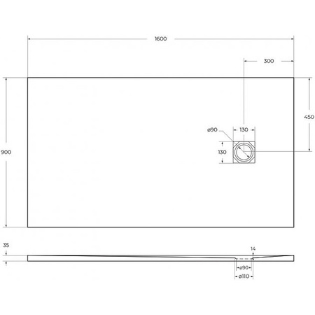 Поддон из искусственного мрамора BelBagno TRAY-MR-UNO-AH-160/90-35-W-CR