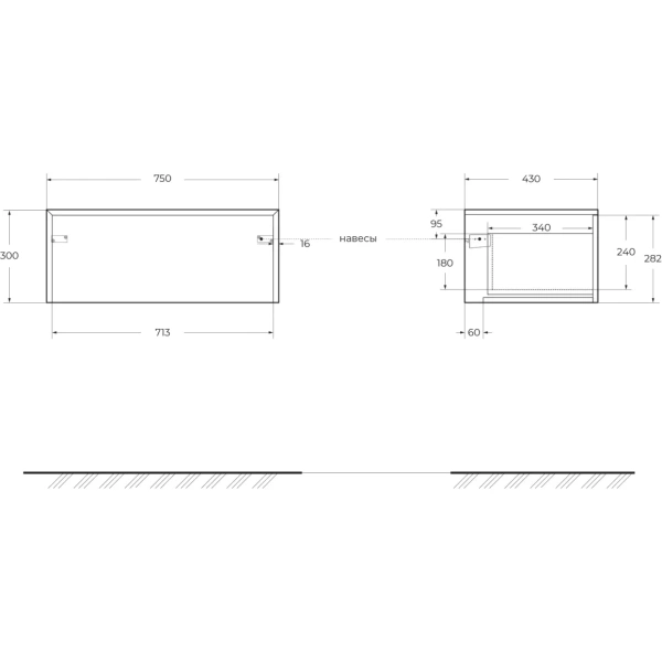 Тумба 75 Cezares Tavolone 41788 Rovere Tabacco