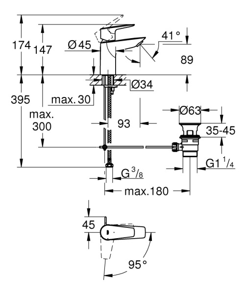 Смеситель для раковины Grohe BauEdge New 23559 001 (23559001)