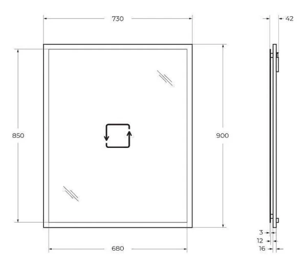 Зеркало (73х90) Cezares Tiffany 45044 Nero grafite