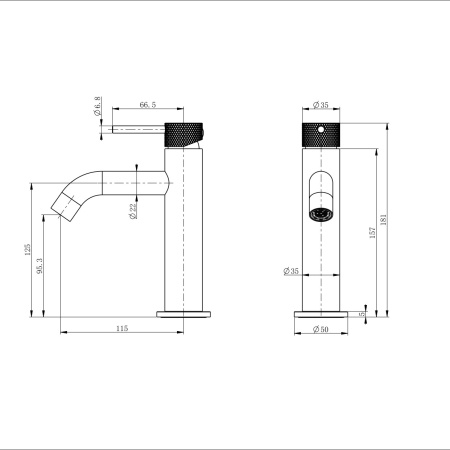Смеситель для раковины WONZON & WOGHAND, черный матовый WW-H1061-MB