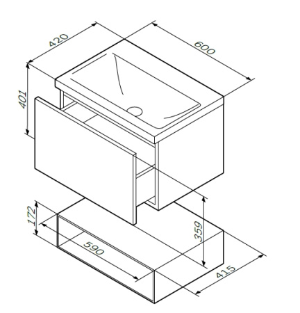 Тумба под раковину 60 Am.Pm Gem M90FHX06021WG