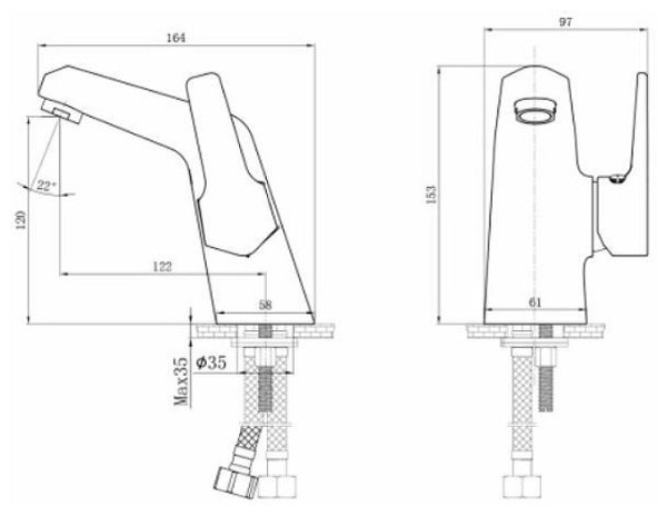 Смеситель для раковины Rossinka RS44 (RS44-11)
