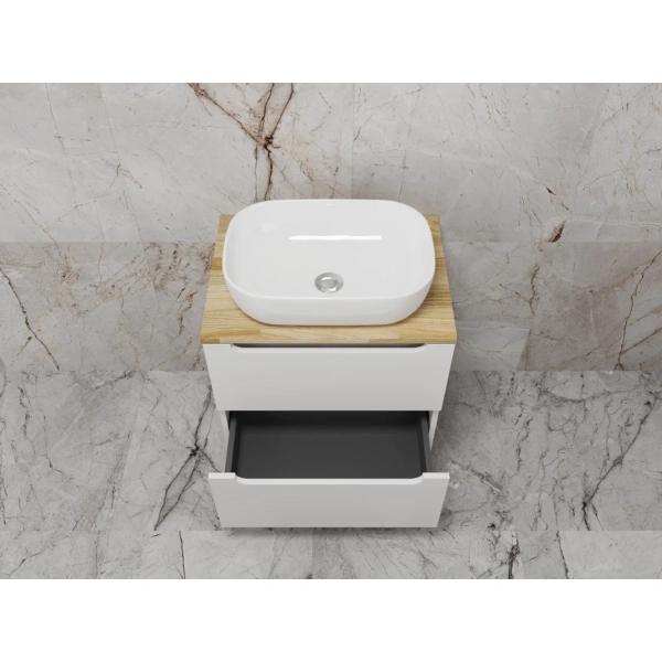 Тумба подвесная без раковины со столешницей 60 см Style Line Бали ЛС-00002337 белый матовый