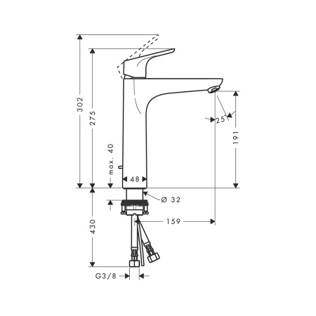 Смеситель для раковины без донного клапана Hansgrohe Focus 31518000 хром