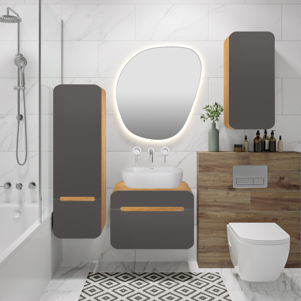 Шкаф навесной Runo Ницца 35 дуб натуральный графит правый (00-00002126)