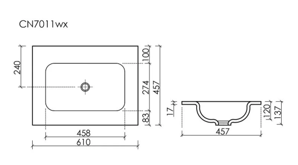 Раковина накладная (61х45,7) Ceramica Nova ELEMENT CN7011wx