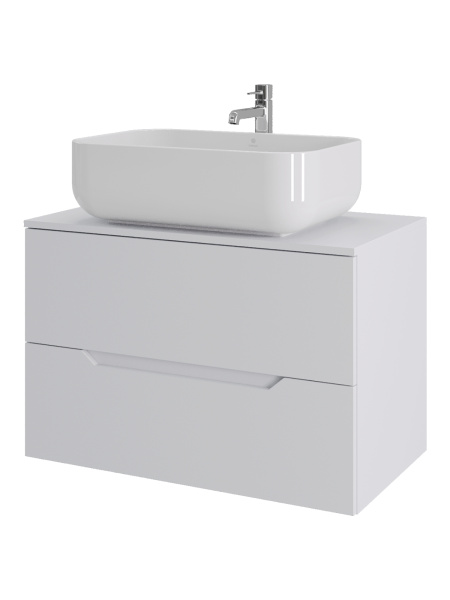 Тумба с раковиной подвесная 80 см, Orange Line Li-80TuwMDF+B03-600W белый