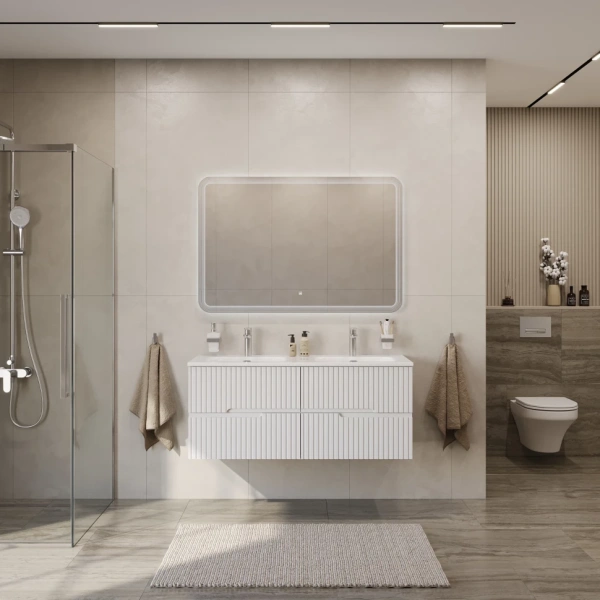 Тумба под раковину Cezares DUET-N-1200-4C-SO-2-BL Bianco Lucido