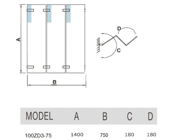 Шторка на ванну WeltWasser 100ZD3-75 WW100 (10000000935)