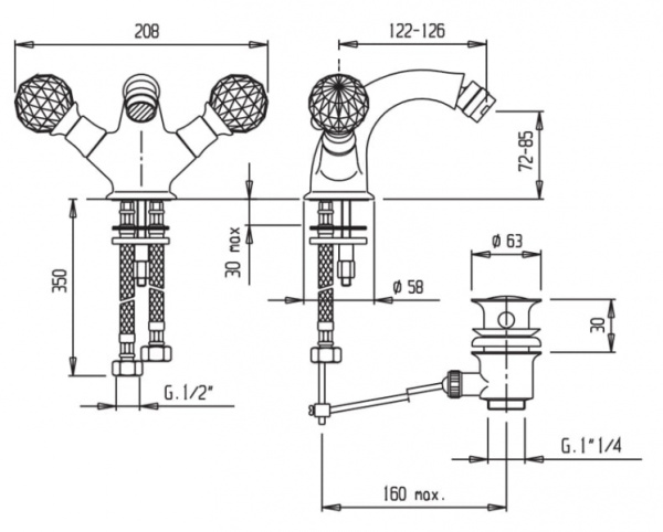 Смеситель для биде Cezares BS1-03/24