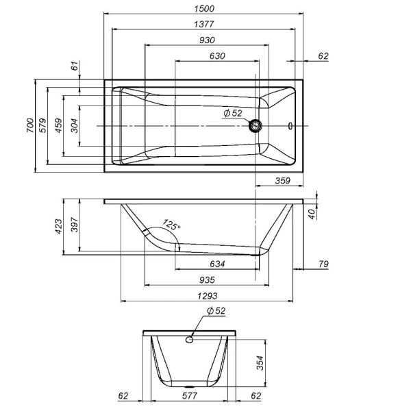Каркас для ванны 150х70 AM.PM Gem W93A-150-070W-R