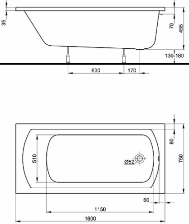Ванна прямоугольная Kolo Perfekt XWP1060000