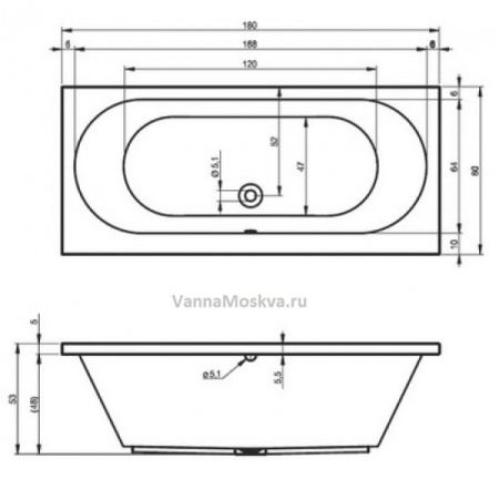 Акриловая ванна RIHO Carolina (180x80) B056001005 без гидромассажа