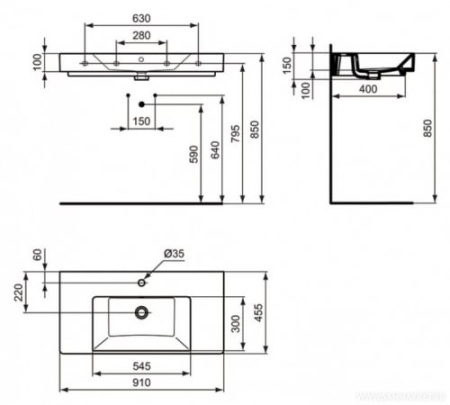 Раковина Ideal Standard Strada K078901 (910x455 мм)
