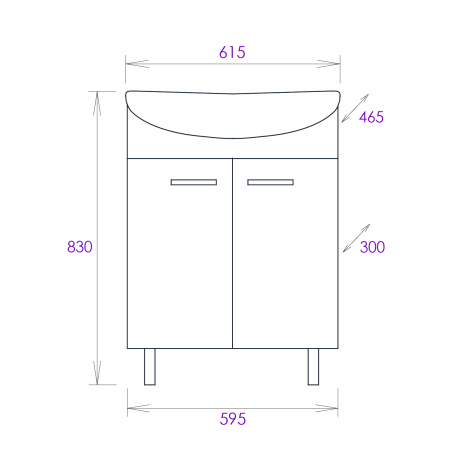 Тумба под раковину напольная Onika Коралл 60 106149