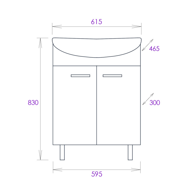 Тумба под раковину напольная Onika Коралл 60 106149