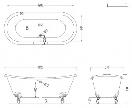 Ванна чугунная Devon&Devon Admiral 2MRADMIRALCRDD