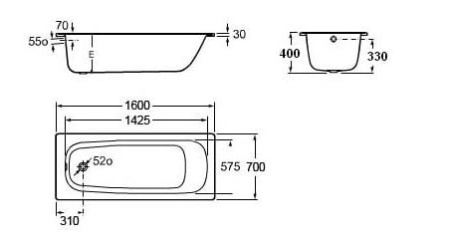 Ванна стальная Roca Contesa (160x70) 23596000O