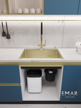 Кухонная мойка (66х50) EMAR EMB-660(TOP) PVD Matt Gold