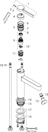 Смеситель для раковины с донным клапаном Push-Open Hansgrohe Finoris 76070700 белый матовый