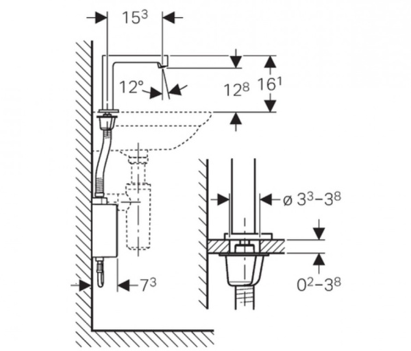 Смеситель для раковины Geberit Brenta, питание от батарей, 116.178.21.1
