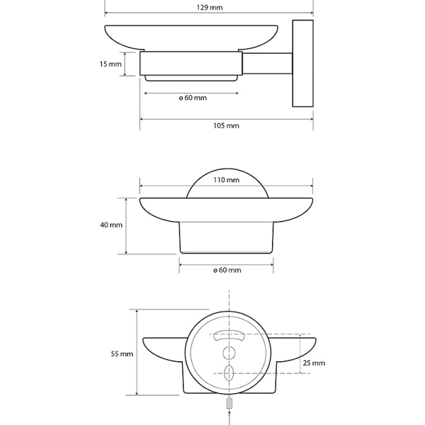 Мыльница стеклянная Bemeta Brilo 161108042
