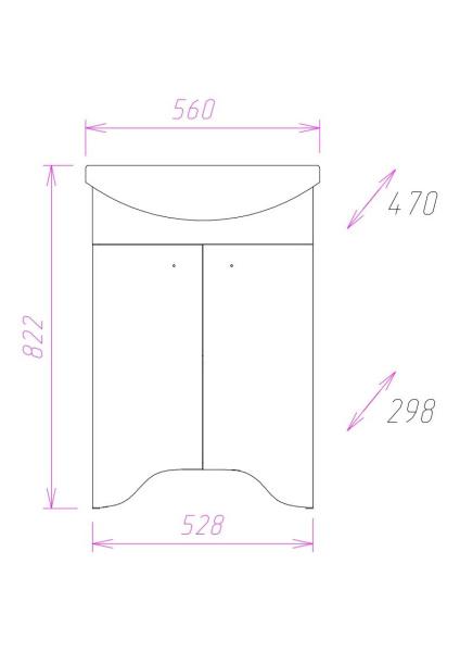 Тумба под раковину напольная Onika Омега 55 105531