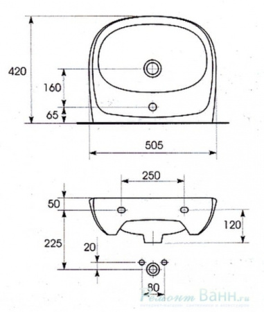 Раковина Cersanit Market U-PO-M50/1