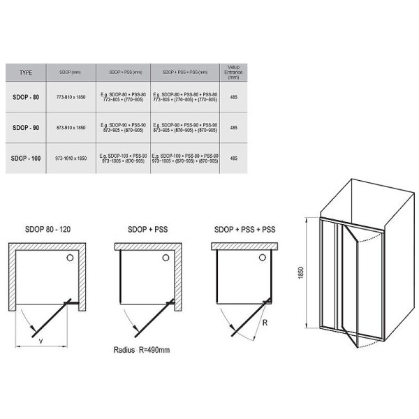 Душевая дверь Ravak Supernova SDOP-90 03V70100Z1