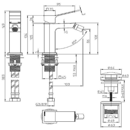 Смеситель для биде Bossini Aki Z00708.030 хром