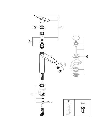 Смеситель для раковины без донного клапана CoolStart Grohe Eurosmart 24164 003 (24164003) хром