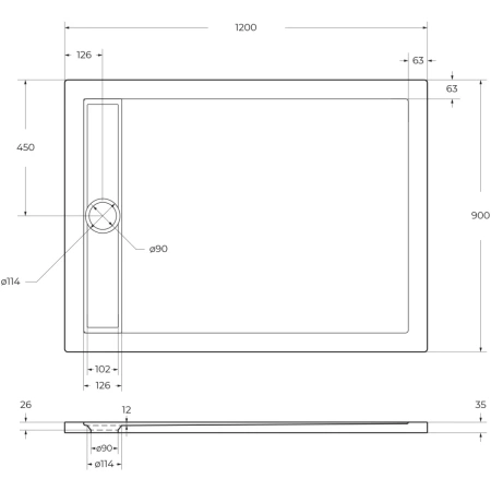 Душевой поддон (120х90) Belbagno Tray TRAY-BB-DUE-AH-120/90-4-W0 без сифона