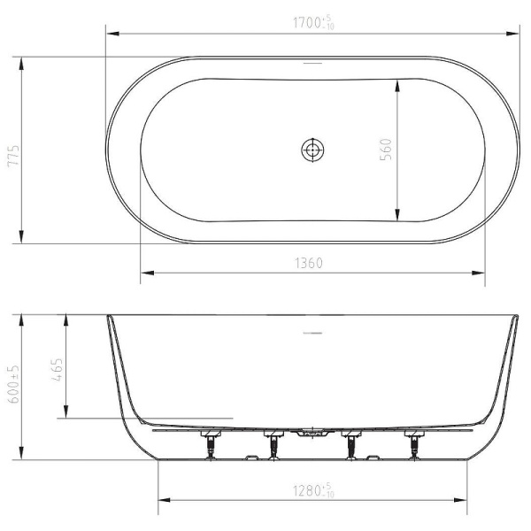 Акриловая ванна (170х77) Art&Max Genova AM-GENOVA-1700-770 белый