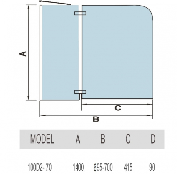 Шторка на ванну WeltWasser 100D2-70 WW100 (10000000934)