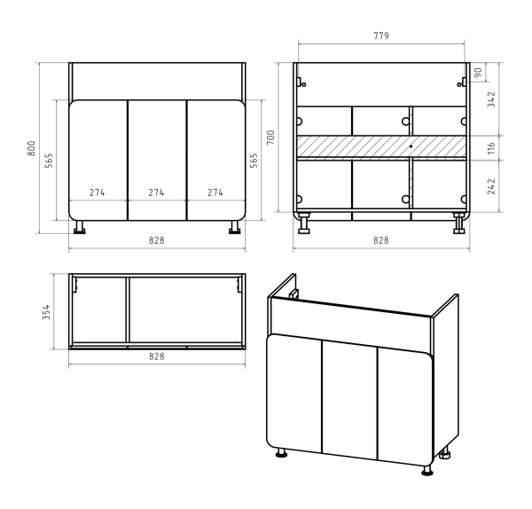 Тумба под раковину Misty Чегет 85 П-Чег-01085-011 без раковины