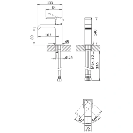 Смеситель для раковины Cezares Porta PORTA-LS1-SR