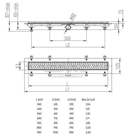 Душевой лоток Veconi Klasik Black 450 V450KB