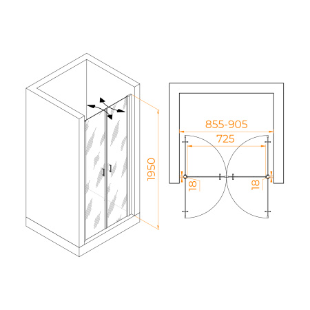 Душевая дверь 90 см RGW Passage PA-104Gb 060810409-16 прозрачное