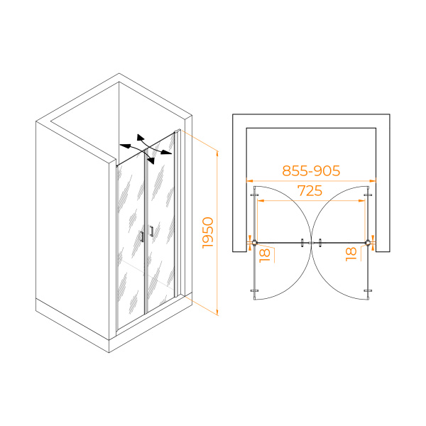 Душевая дверь 90 см RGW Passage PA-104 060810409-11 прозрачное