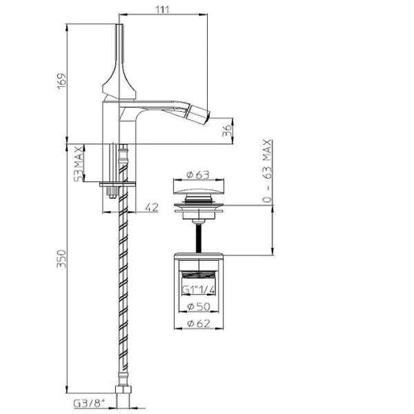 Смеситель для биде Bossini Apice E89601.073 черный матовый