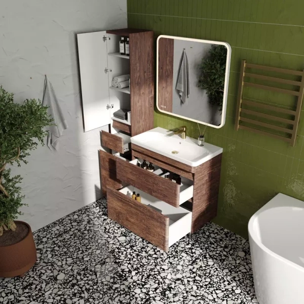 Пенал напольный с бельевой карзиной Style Line Атлантика 35 СС-00002222 левая