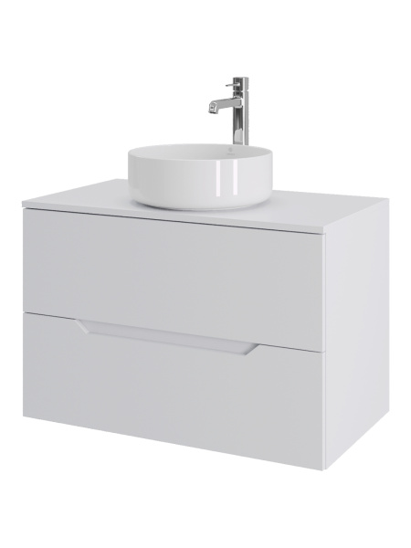 Тумба с раковиной подвесная 80 см, Orange Line Li-80TuwMDF+B09-360W белый